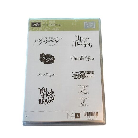 Stampin'‎ Up! BEST OF GREETINGS Stamp Set of 8 133485 Love Thanks Sentiments - Picture 1 of 5